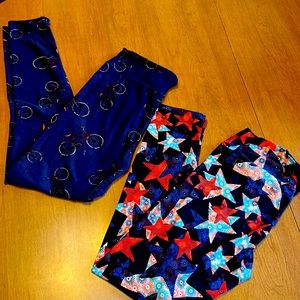 Lularoe Bicycle Stars Patriotic Red Blue, 4th of July, Leggings One Size Medium